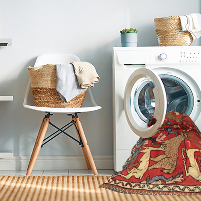 Machine Washable Traditional Bronze Brown Rug in a Washing Machine, wshtr3888