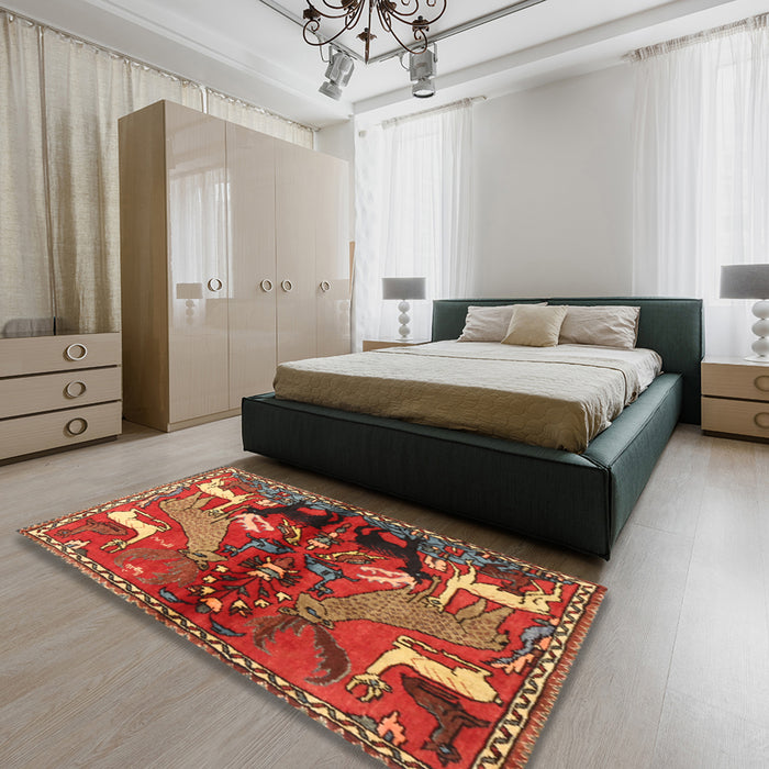Traditional Bronze Brown Animal Rug in a Bedroom, tr3888