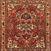 Square Traditional Saffron Red Persian Rug, tr388