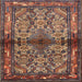 Round Machine Washable Traditional Orange Brown Rug, wshtr3890