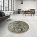 Round Machine Washable Traditional Sepia Brown Rug in a Office, wshtr3891