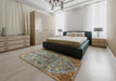 Traditional Reddish Brown Persian Rug in a Bedroom, tr3891