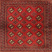 Round Machine Washable Traditional Brown Red Rug, wshtr3892