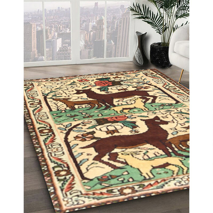 Traditional Sienna Brown Persian Rug in Family Room, tr3893