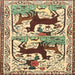 Square Traditional Sienna Brown Persian Rug, tr3893