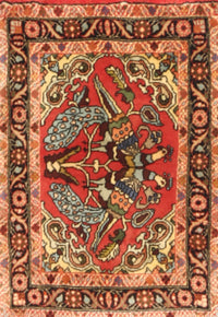 Machine Washable Traditional Tomato Red Rug, wshtr3894