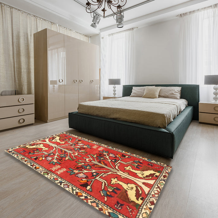 Machine Washable Traditional Red Rug in a Bedroom, wshtr3895