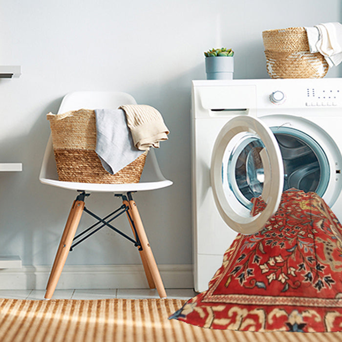 Machine Washable Traditional Neon Red Rug in a Washing Machine, wshtr3896