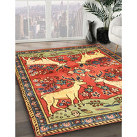 Traditional Metallic Gold Animal Rug, tr3897