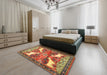 Traditional Metallic Gold Animal Rug in a Bedroom, tr3897