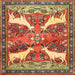 Square Traditional Metallic Gold Animal Rug, tr3897