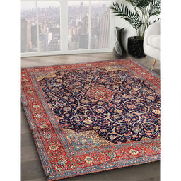 Traditional Camel Brown Medallion Rug in Family Room, tr3898