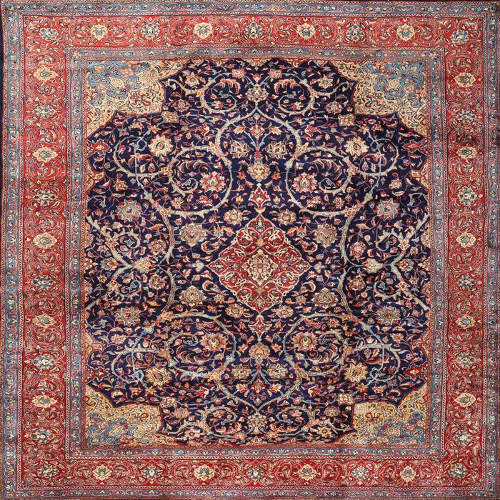 Square Traditional Camel Brown Medallion Rug, tr3898