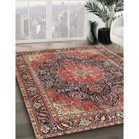 Traditional Saffron Red Medallion Rug, tr3899