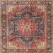 Round Machine Washable Traditional Saffron Red Rug, wshtr3899