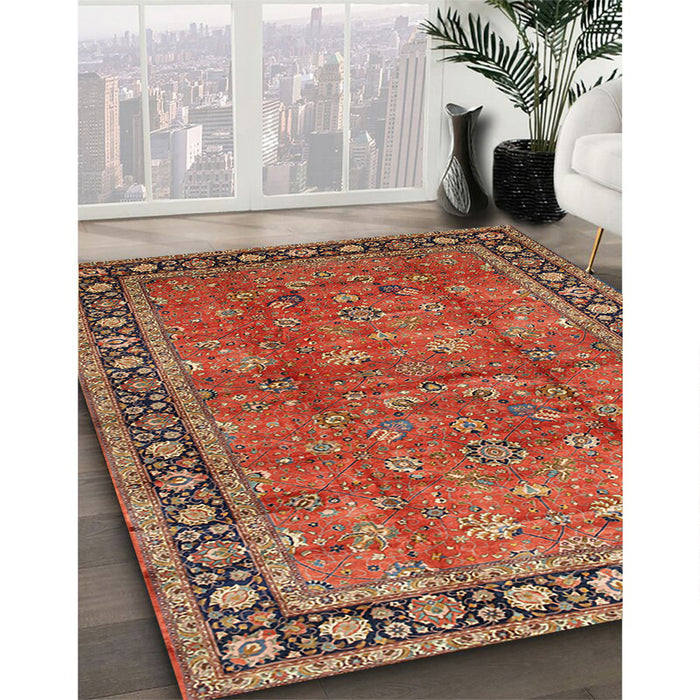 Traditional Bronze Brown Oriental Rug in Family Room, tr38