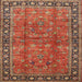 Square Traditional Bronze Brown Oriental Rug, tr38