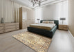 Traditional Brown Gold Medallion Rug in a Bedroom, tr3900