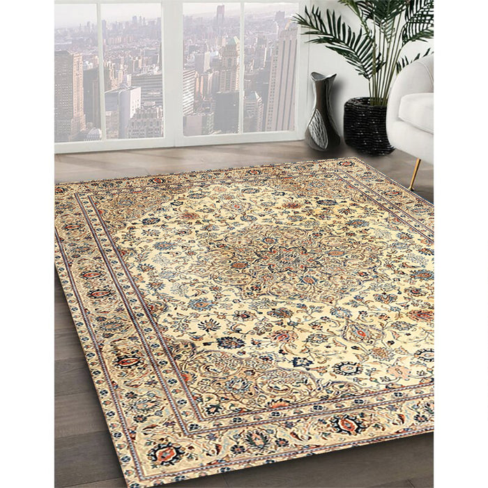 Machine Washable Traditional Brown Gold Rug in a Family Room, wshtr3900
