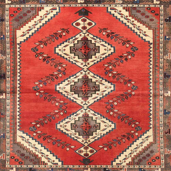 Square Traditional Orange Brown Persian Rug, tr3902