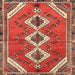 Square Traditional Orange Brown Persian Rug, tr3902