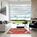 Square Traditional Orange Brown Persian Rug in a Living Room, tr3902