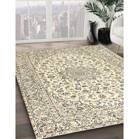 Traditional Golden Blonde Gold Medallion Rug, tr3903