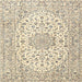 Square Traditional Golden Blonde Gold Medallion Rug, tr3903