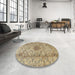 Round Traditional Brown Medallion Rug in a Office, tr3904