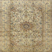 Round Machine Washable Traditional Brown Rug, wshtr3904