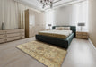 Machine Washable Traditional Brown Rug in a Bedroom, wshtr3904