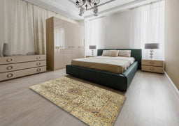 Traditional Brown Medallion Rug in a Bedroom, tr3904