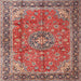 Round Machine Washable Traditional Fire Brick Red Rug, wshtr3906