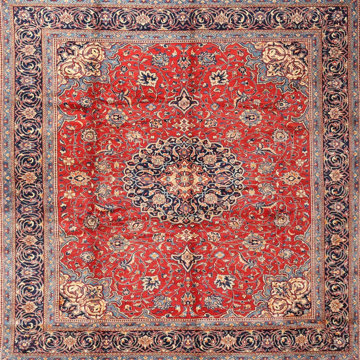 Square Traditional Fire Brick Red Medallion Rug, tr3906