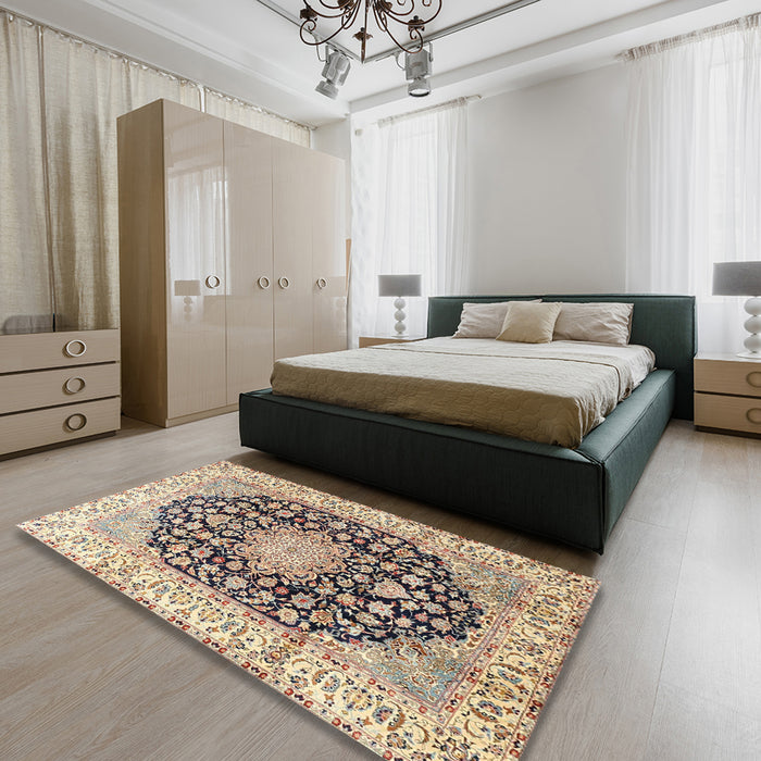 Machine Washable Traditional Chestnut Brown Rug in a Bedroom, wshtr3907