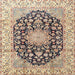 Round Machine Washable Traditional Chestnut Brown Rug, wshtr3907