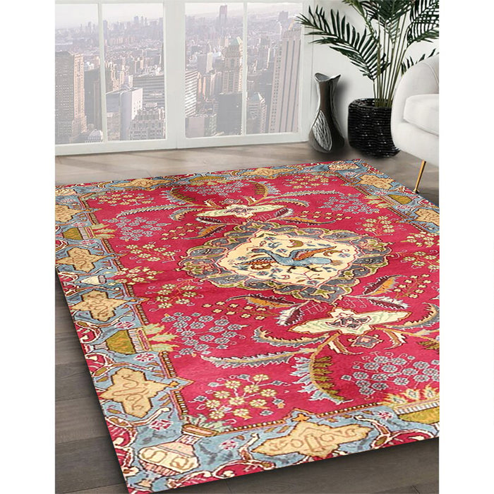 Traditional Crimson Red Persian Rug in Family Room, tr3908