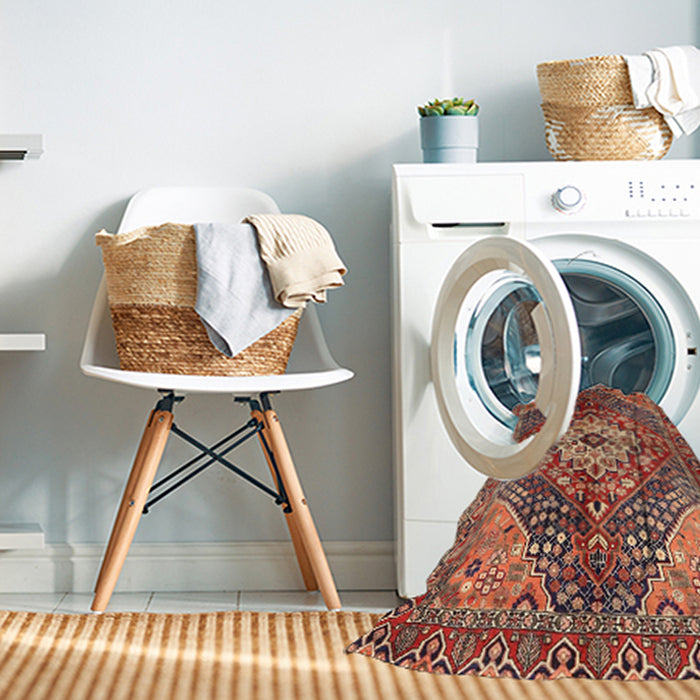 Machine Washable Traditional Sand Brown Rug in a Washing Machine, wshtr3912