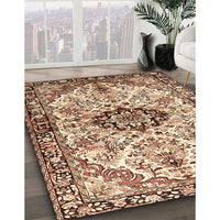 Traditional Dark Sienna Brown Medallion Rug, tr3915