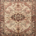 Square Traditional Dark Sienna Brown Medallion Rug, tr3915