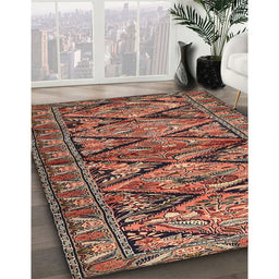 Machine Washable Traditional Sunrise Orange Rug in a Family Room, wshtr3916