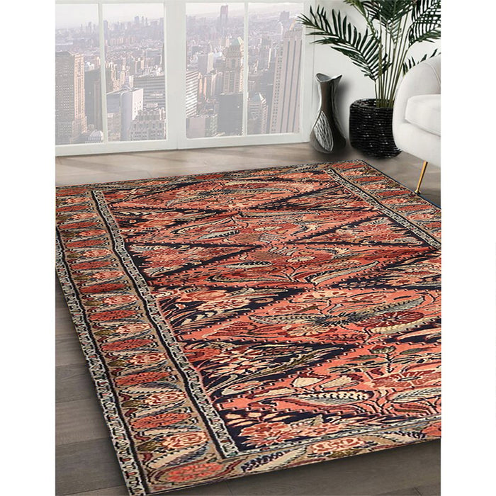 Machine Washable Traditional Sunrise Orange Rug in a Family Room, wshtr3916