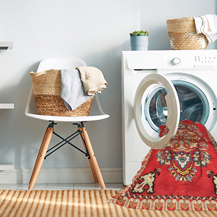 Machine Washable Traditional Red Rug in a Washing Machine, wshtr3918