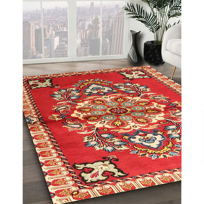 Traditional Red Persian Rug in Family Room, tr3918
