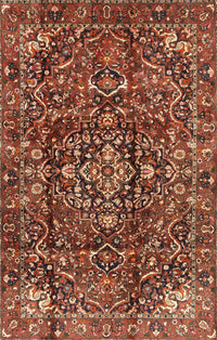 Machine Washable Traditional Saffron Red Rug, wshtr3919