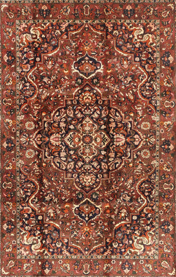 Machine Washable Traditional Saffron Red Rug, wshtr3919