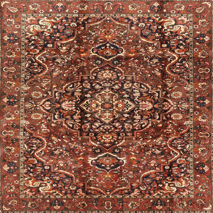 Round Machine Washable Traditional Saffron Red Rug, wshtr3919