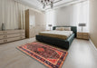 Traditional Copper Red Pink Persian Rug in a Bedroom, tr391