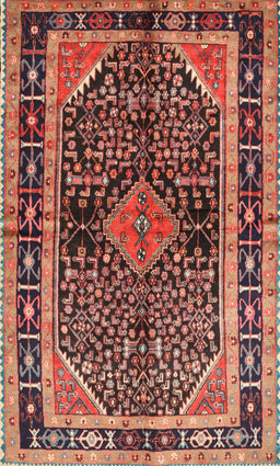 Machine Washable Traditional Copper Red Pink Rug, wshtr391