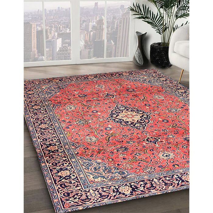 Traditional Brown Red Persian Rug in Family Room, tr3920
